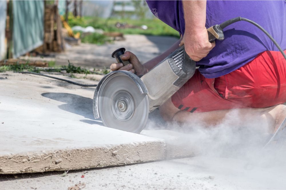 Cutting angle grinders concrete slab